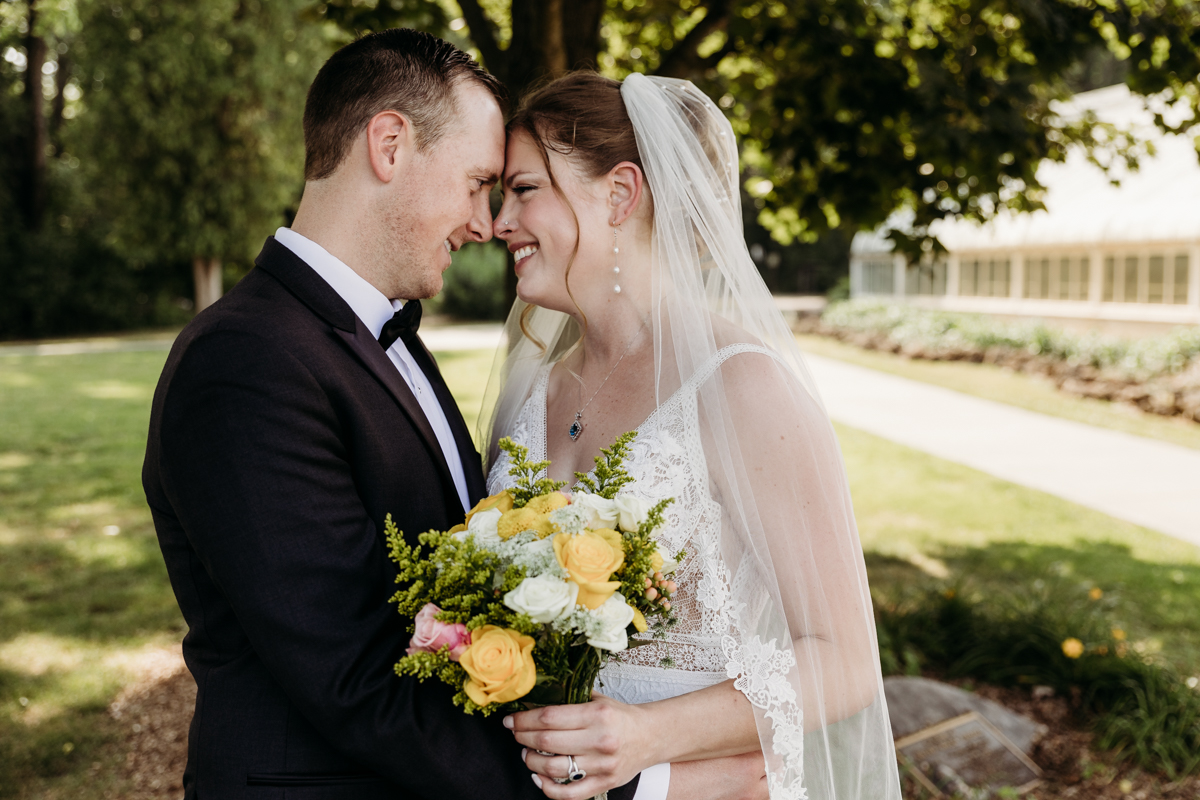 Beautiful bride and groom just after their wedding ceremony in Joliet IL