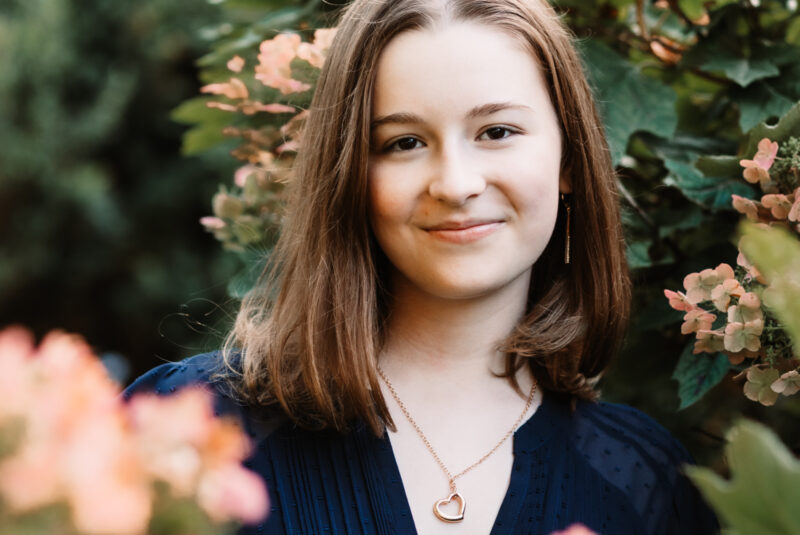 Lovely Frankfort IL High School Senior in pretty flowers